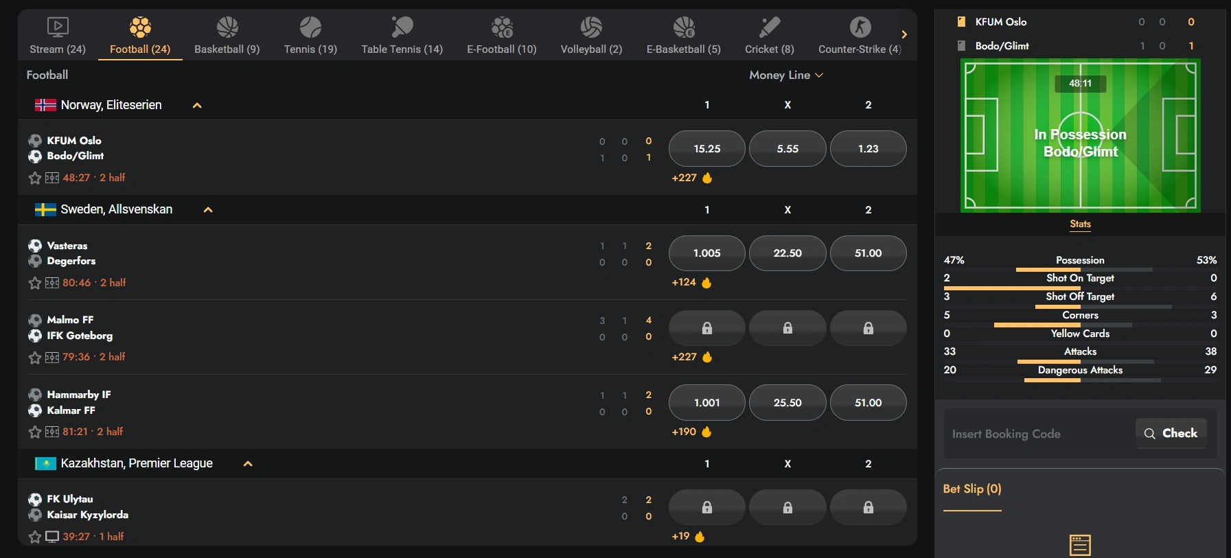 gransino live betting